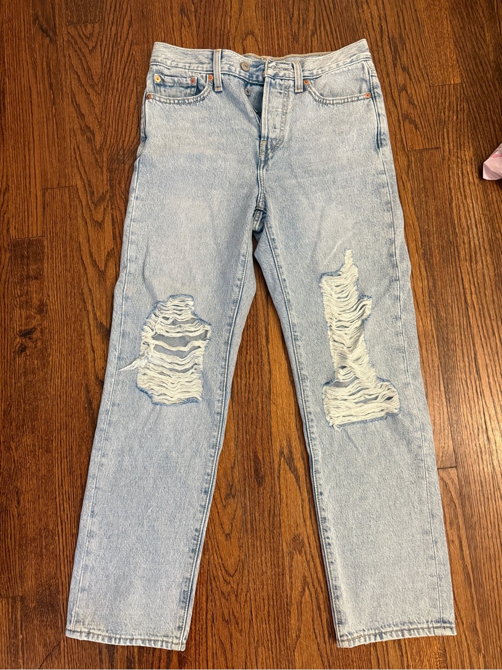 Levis Light Wash Distressed Straight-Leg Jeans